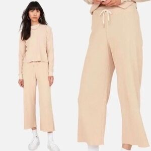 Mate the label 100% cotton cropped wide leg cozy cream pants size xs